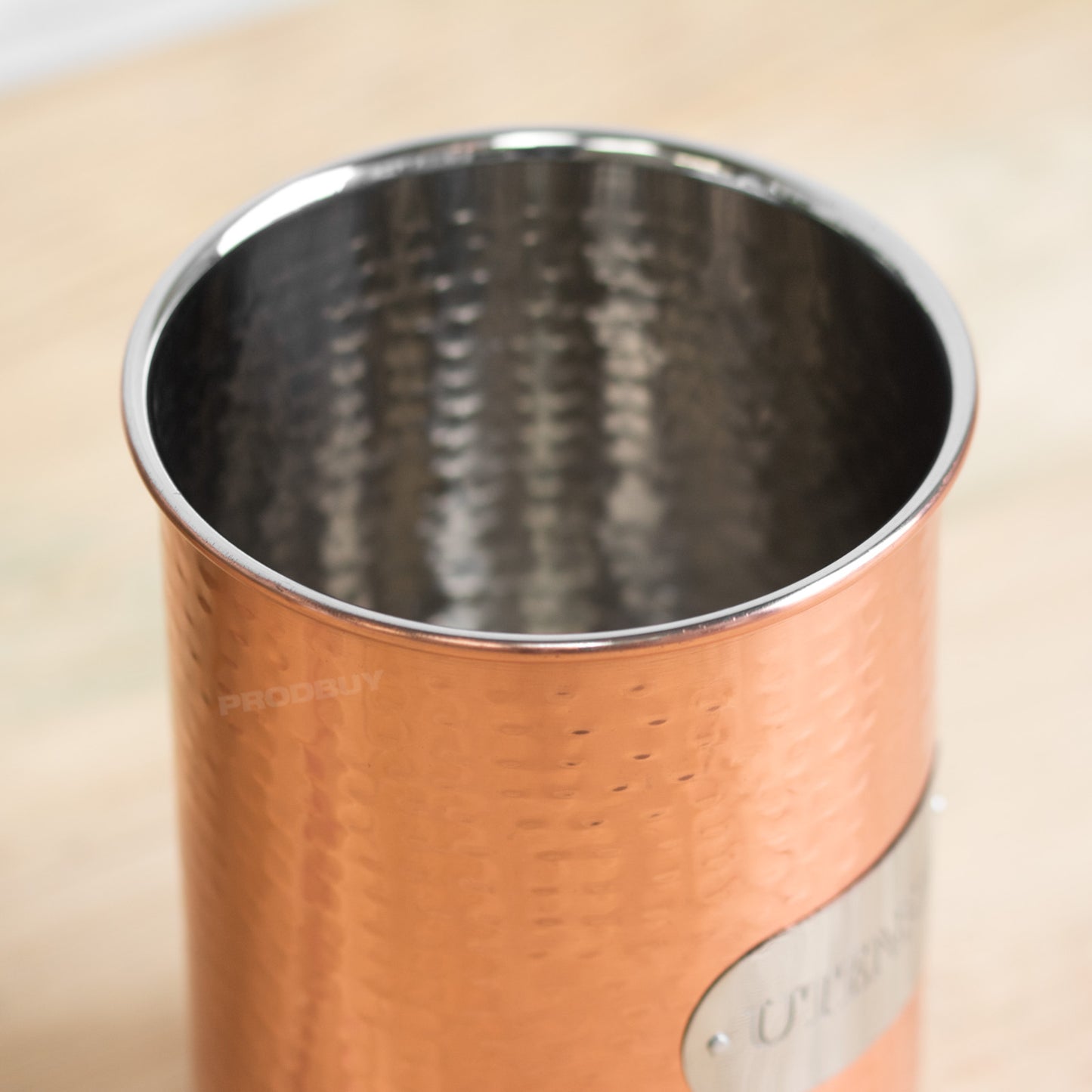Hammered Copper Large Utensil Holder Pot