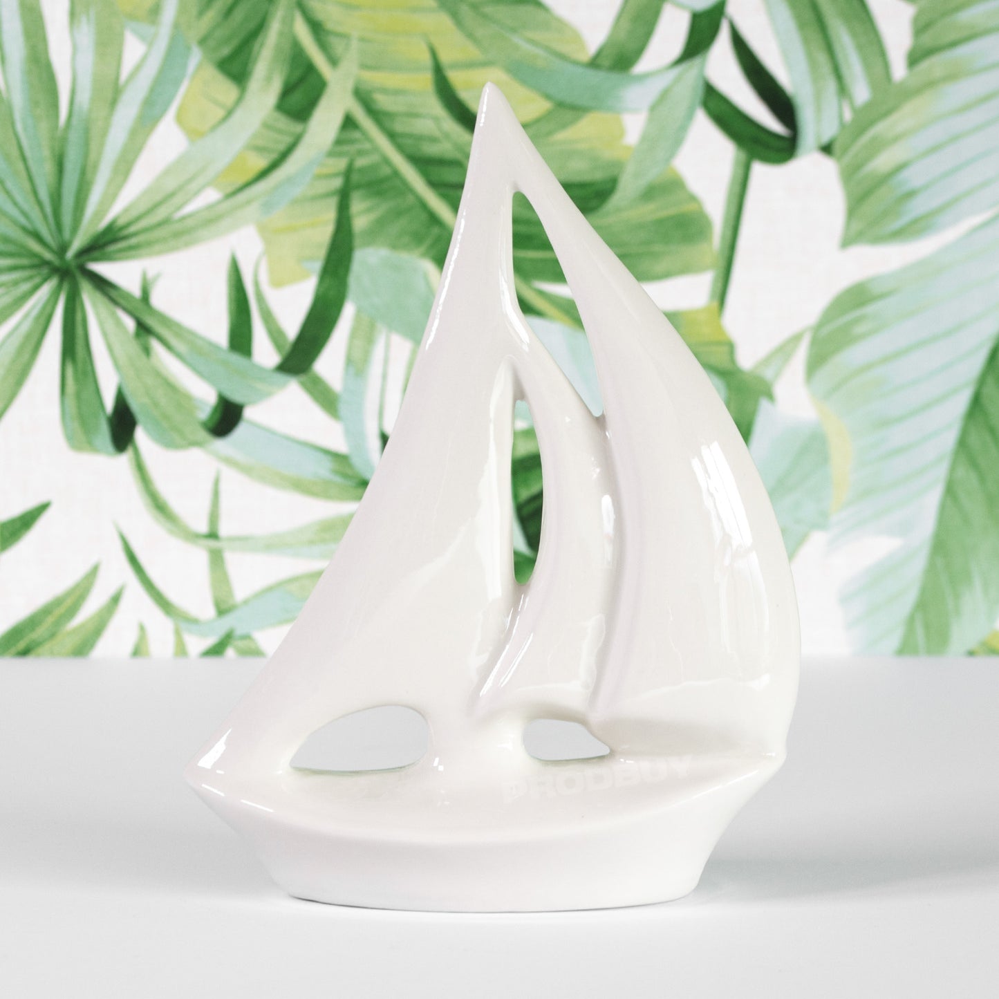 White Sailing Boat Sculpture 24cm Decorative Ornament