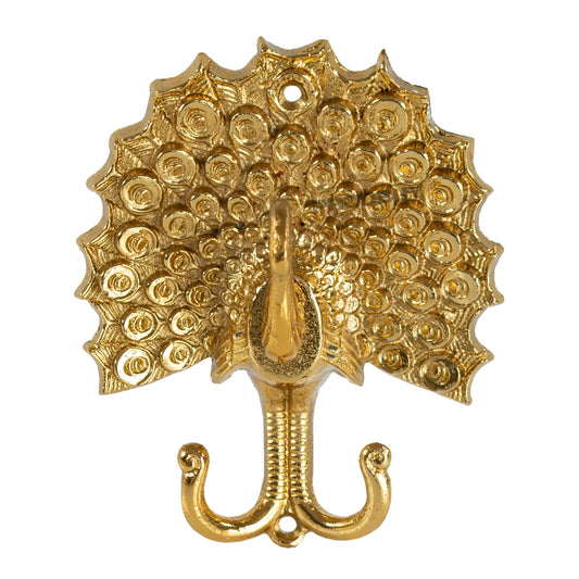 Gold Decorative Peacock Metal Wall Double Wall Hooks Hanger Coat Bag Keys Rack