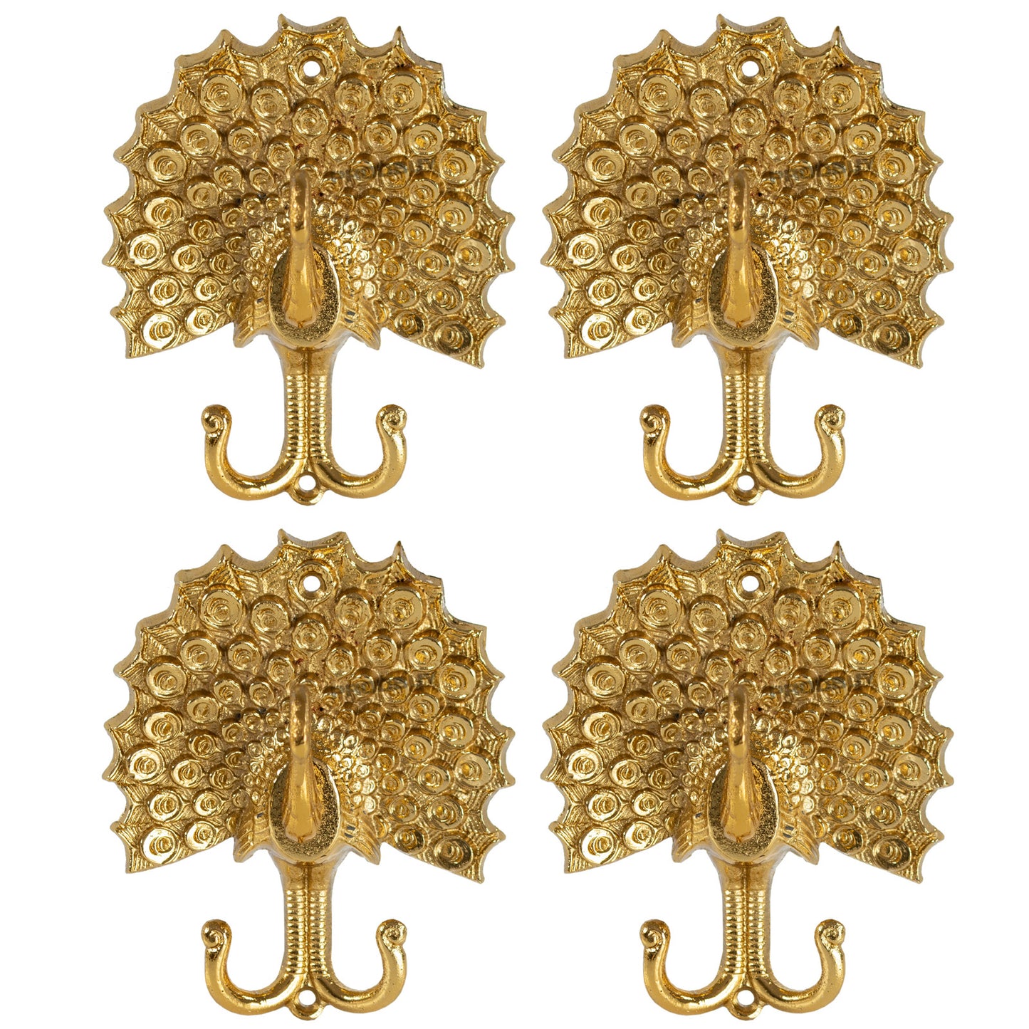 Gold Decorative Peacock Metal Wall Double Wall Hooks Hanger Coat Bag Keys Rack