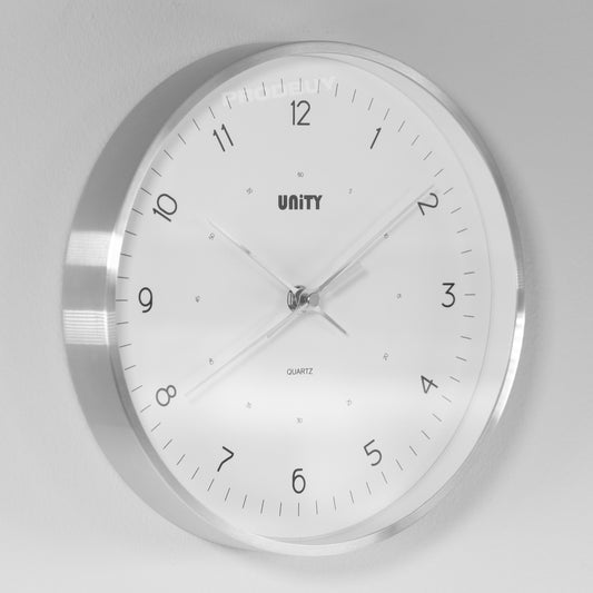25cm Round Silver Plastic Wall Clock