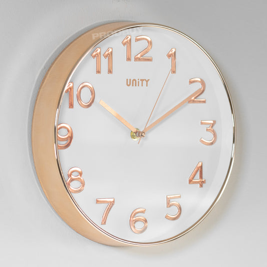25.5cm Round Rose Gold Plastic Wall Clock