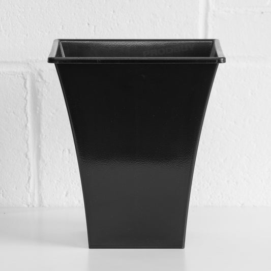 Set of 2 Black Plastic 23cm Square Garden Planter Pots