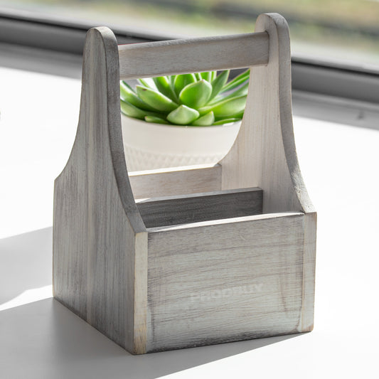 Wooden Condiment Storage Caddy with Handle