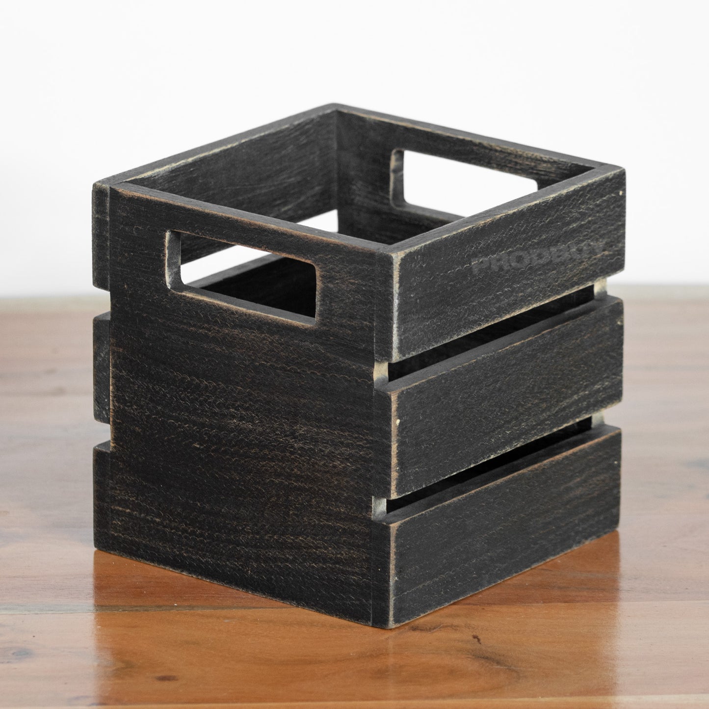 Black Wooden Cutlery Caddy Storage Pot Crate