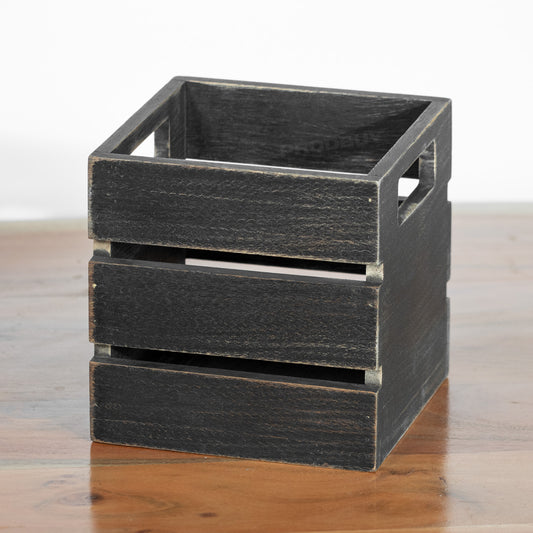 Black Wooden Cutlery Caddy Storage Pot Crate