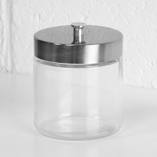 Set of 3 Small Glass Storage Jars with Silver Lids