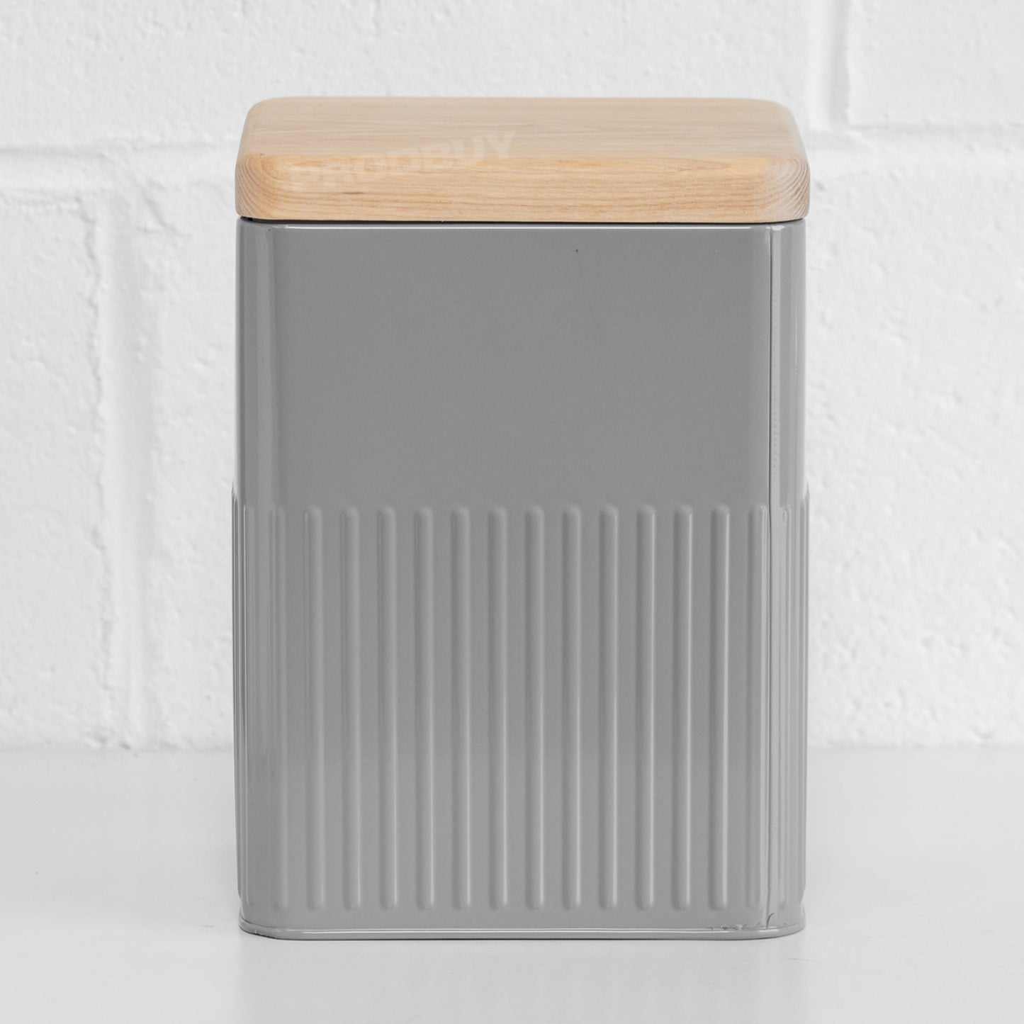 Grey 5 Litre Kitchen Storage Canister with Wooden Lid