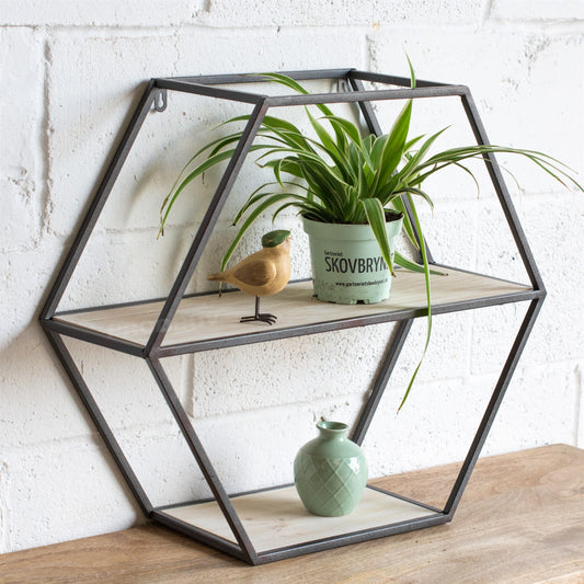 Industrial Hexagon Shelf Floating Wall Mounted Shelving Unit 50cm