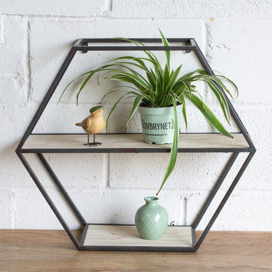 Industrial Hexagon Shelf Floating Wall Mounted Shelving Unit 50cm