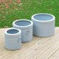 Set of 3 Round Metal Dolly Barrel Tubs Large Garden Planters