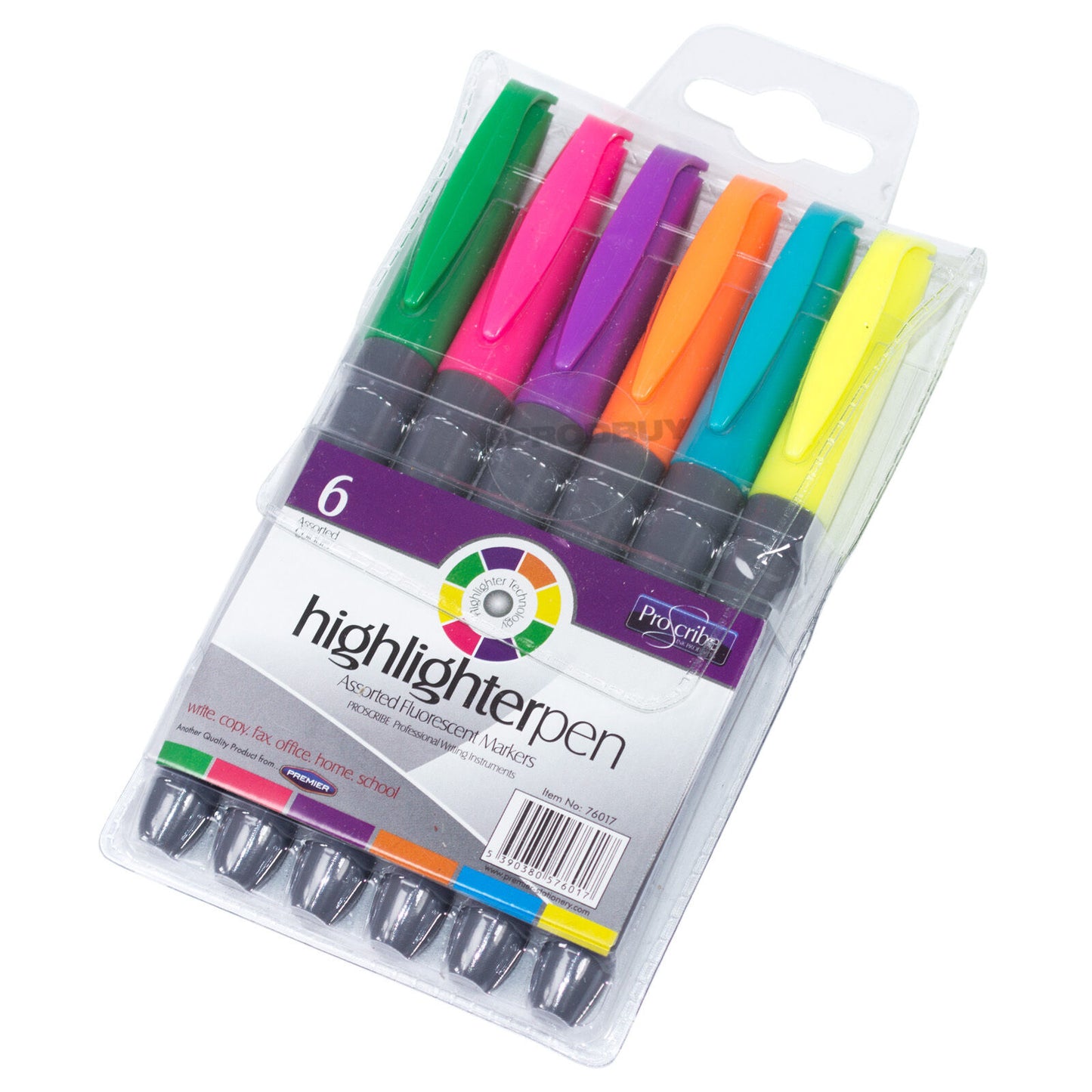 Pack of 6 ProScribe Assorted Highlighter Pens