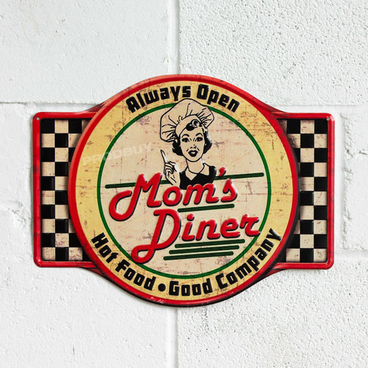 'Mum's Diner' Large 45cm Metal Wall Sign