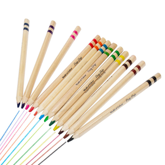 Pack of 12 Childrens Colouring Pencils Triangle Easy Grip