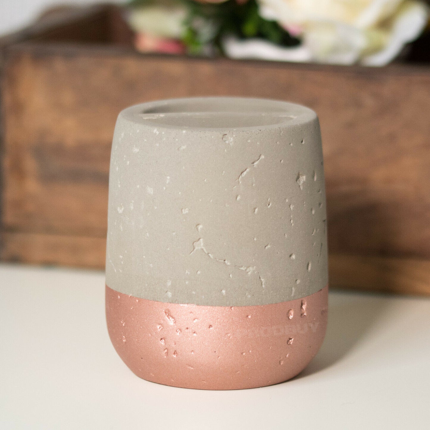 Grey & Copper Concrete Toothbrush Holder