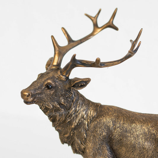Bronzed Stag Ornament Deer Reindeer Sculpture