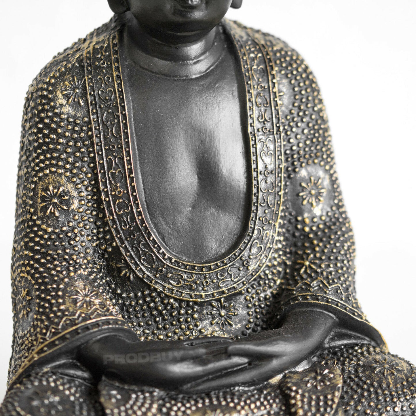 Black & Gold Sitting Buddha Ornament Scuplture