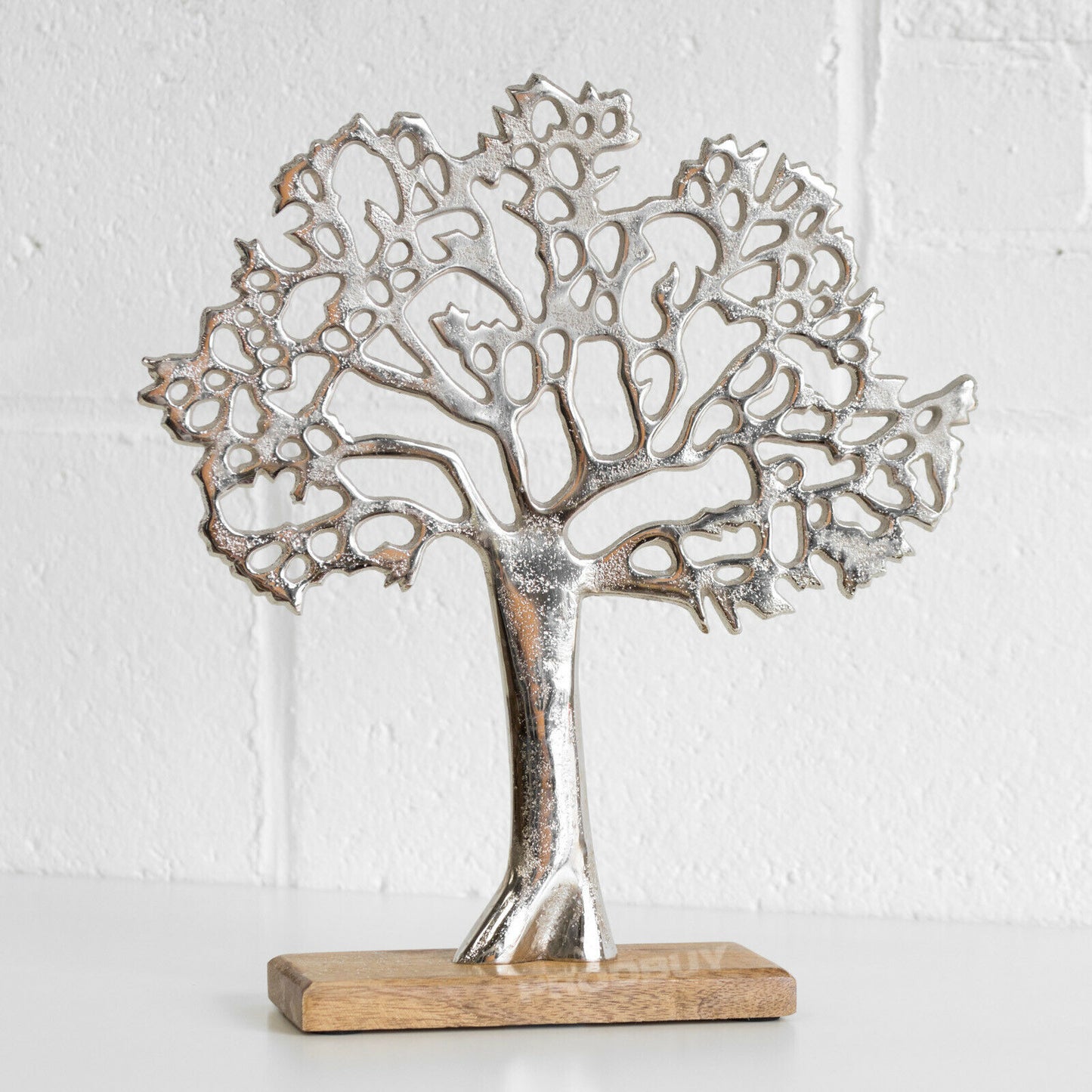 Silver Colour Aluminium Tree of Life 34cm Ornament