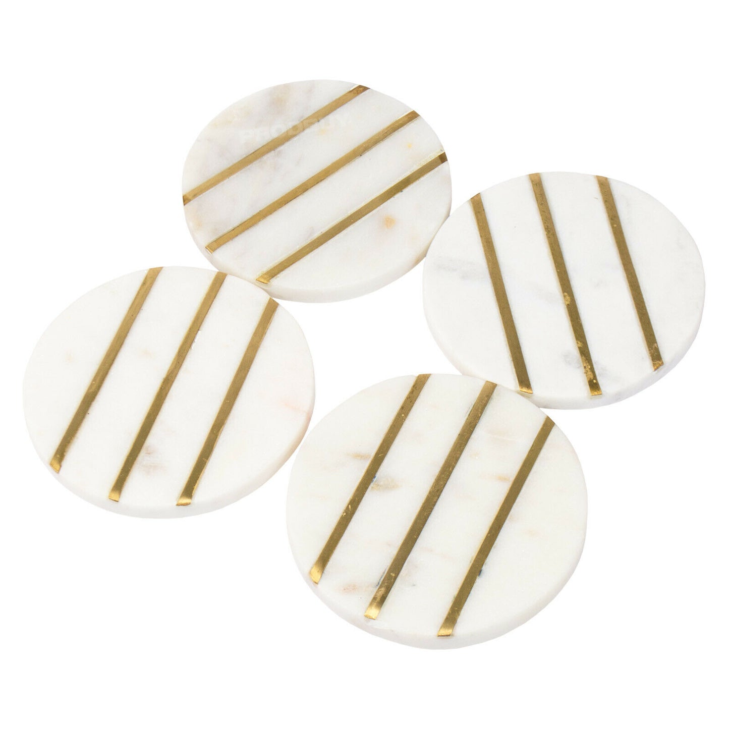 Pack of 4 Marble Gold Lines Heavy Stone Coasters