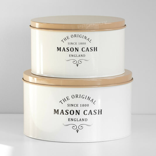 Set of 2 Mason Cash Retro Round Cake Storage Tins 6L & 4L Large