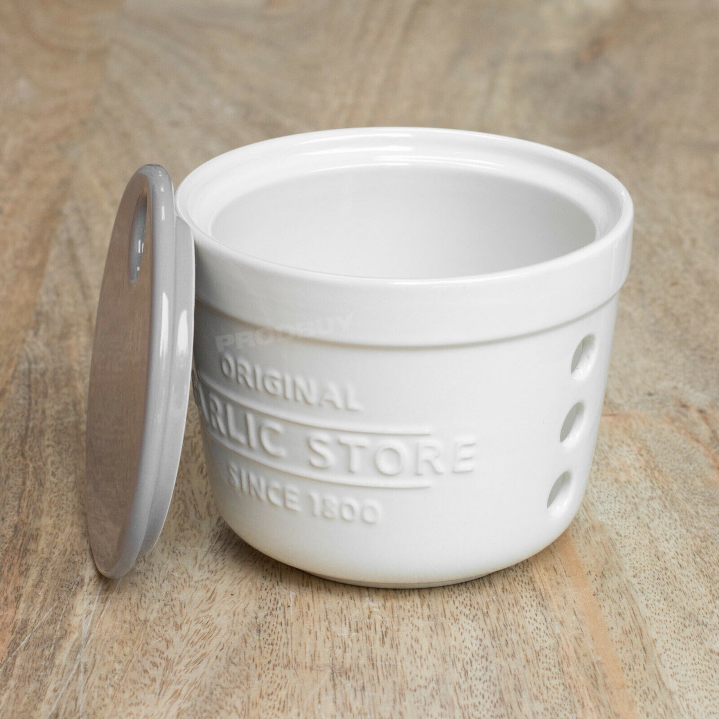 Garlic Store Glazed Ceramic Storage Pot With Grater Lid