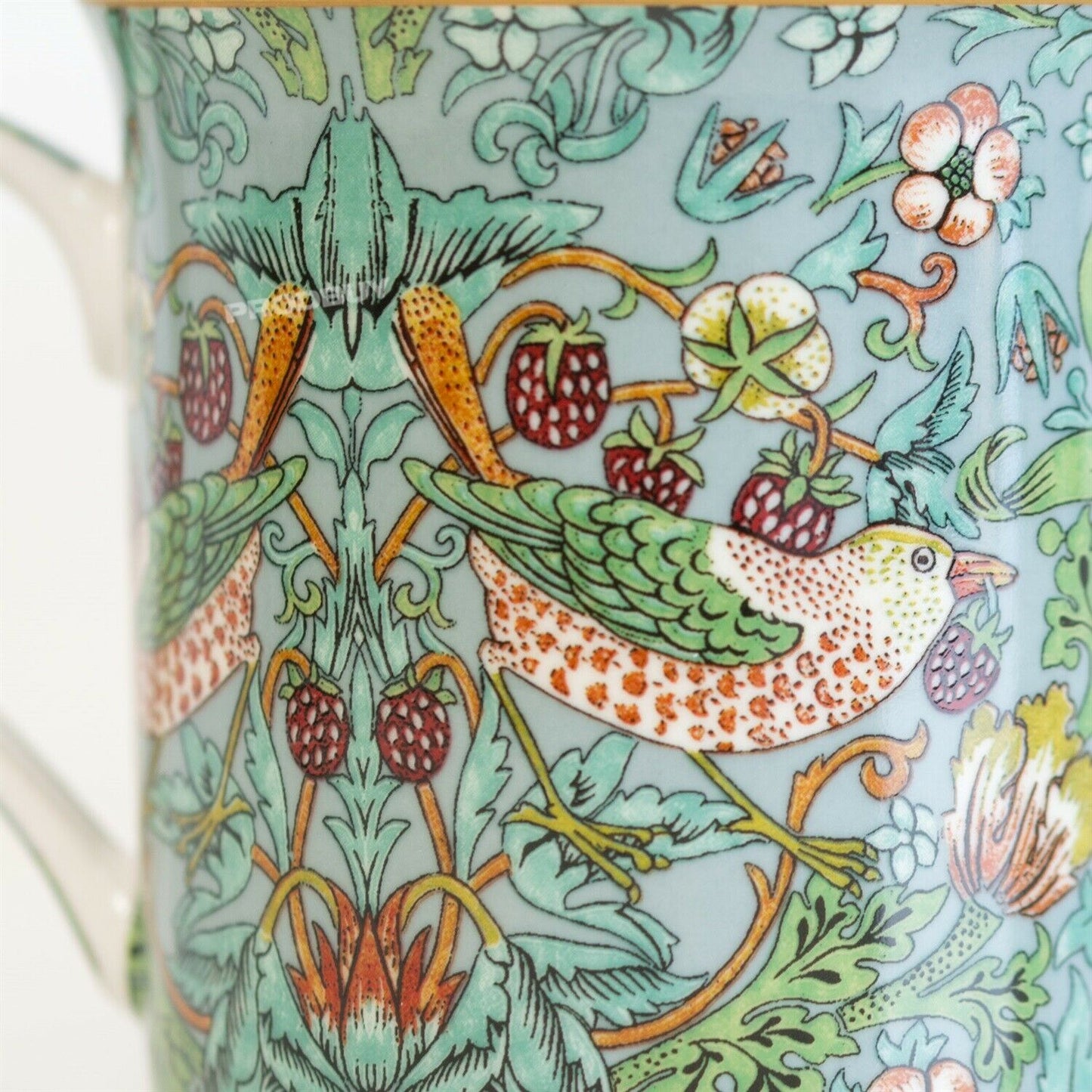 Set of 4 William Morris Teal Strawberry Thief Mugs