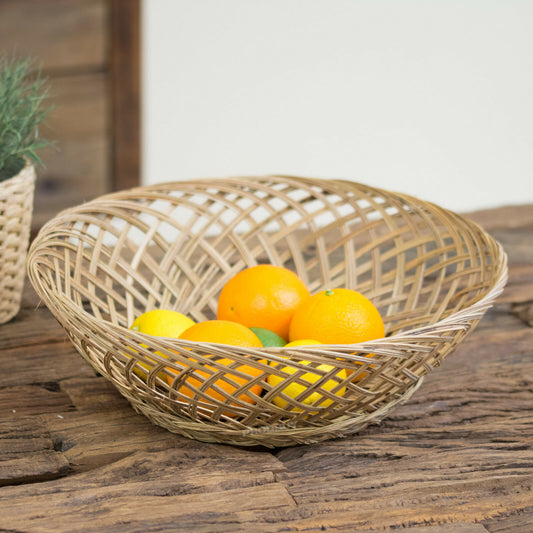 Round Coconut Leaf Woven Fruit Bowl 37cm