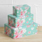 Set of 3 Rectangular Cake Storage Tins Flower Design
