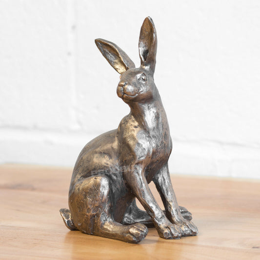 Small 22cm Hare Bronze Resin Decorative Ornament