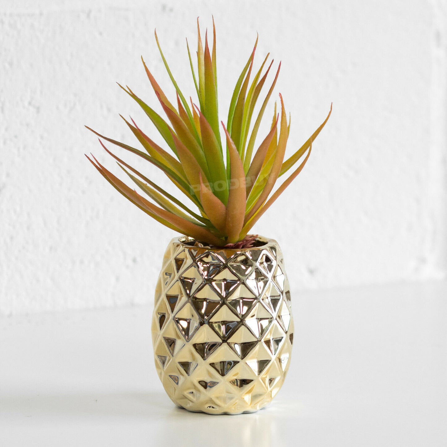 Artificial Succulent Plant with Gold Pineapple Shaped Pot