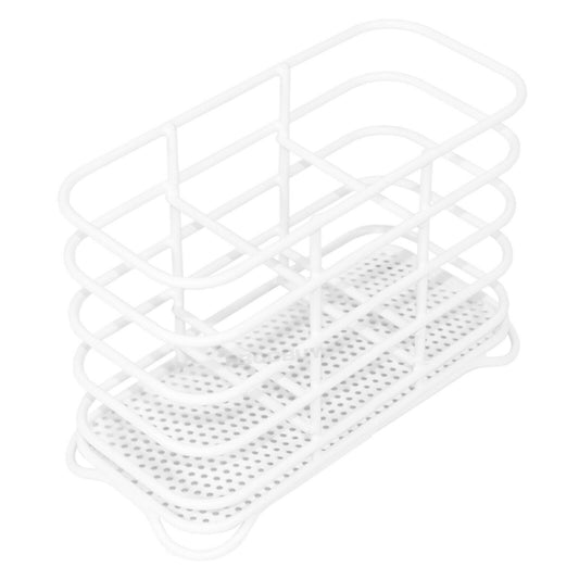 White Metal Wire Cutlery Storage Holder Sink Tidy