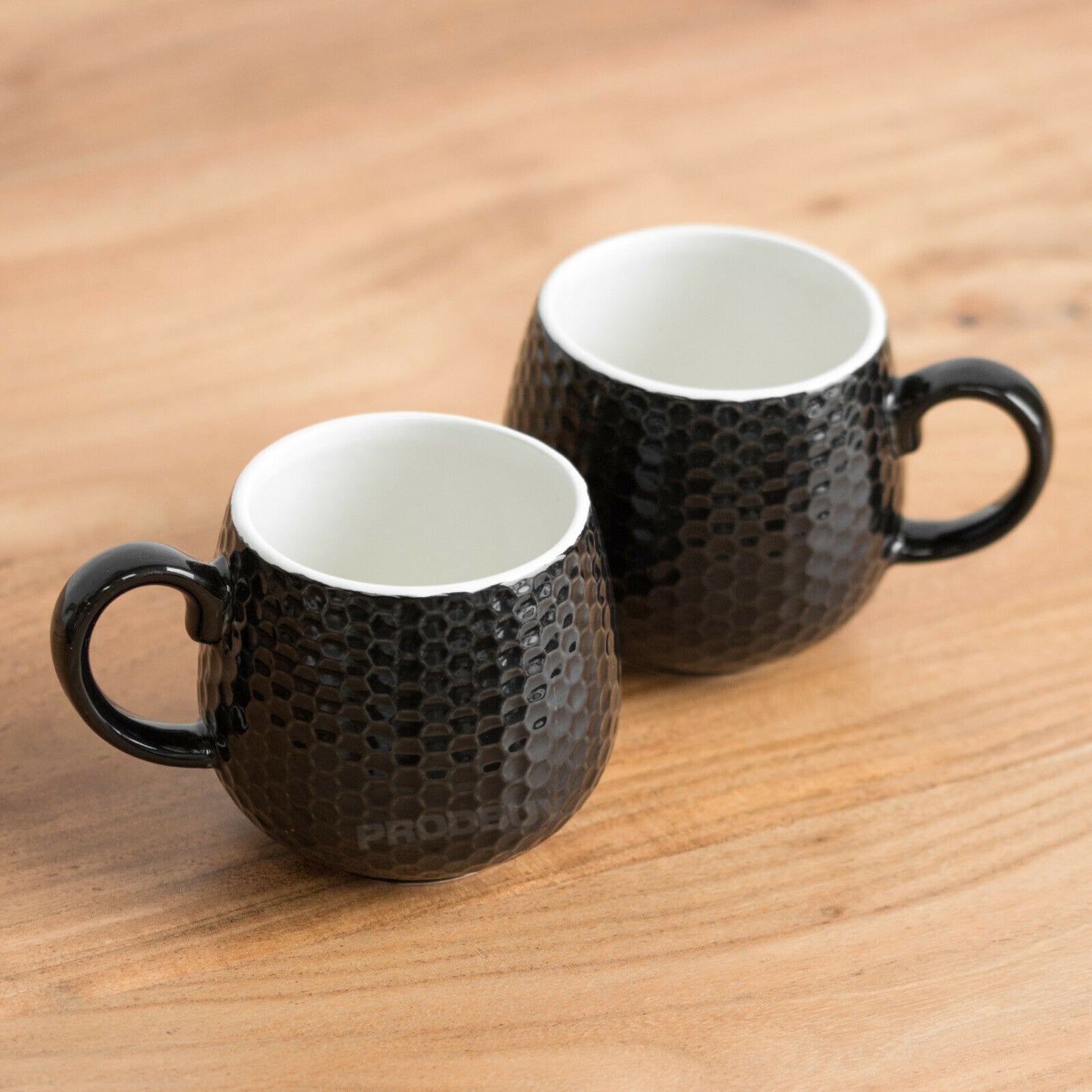 Set of 2 Mason Cash Black Embossed Mugs 370ml Fine Stoneware