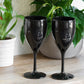 Set of 4 Black Glossy Polycarbonate Plastic Wine Glasses