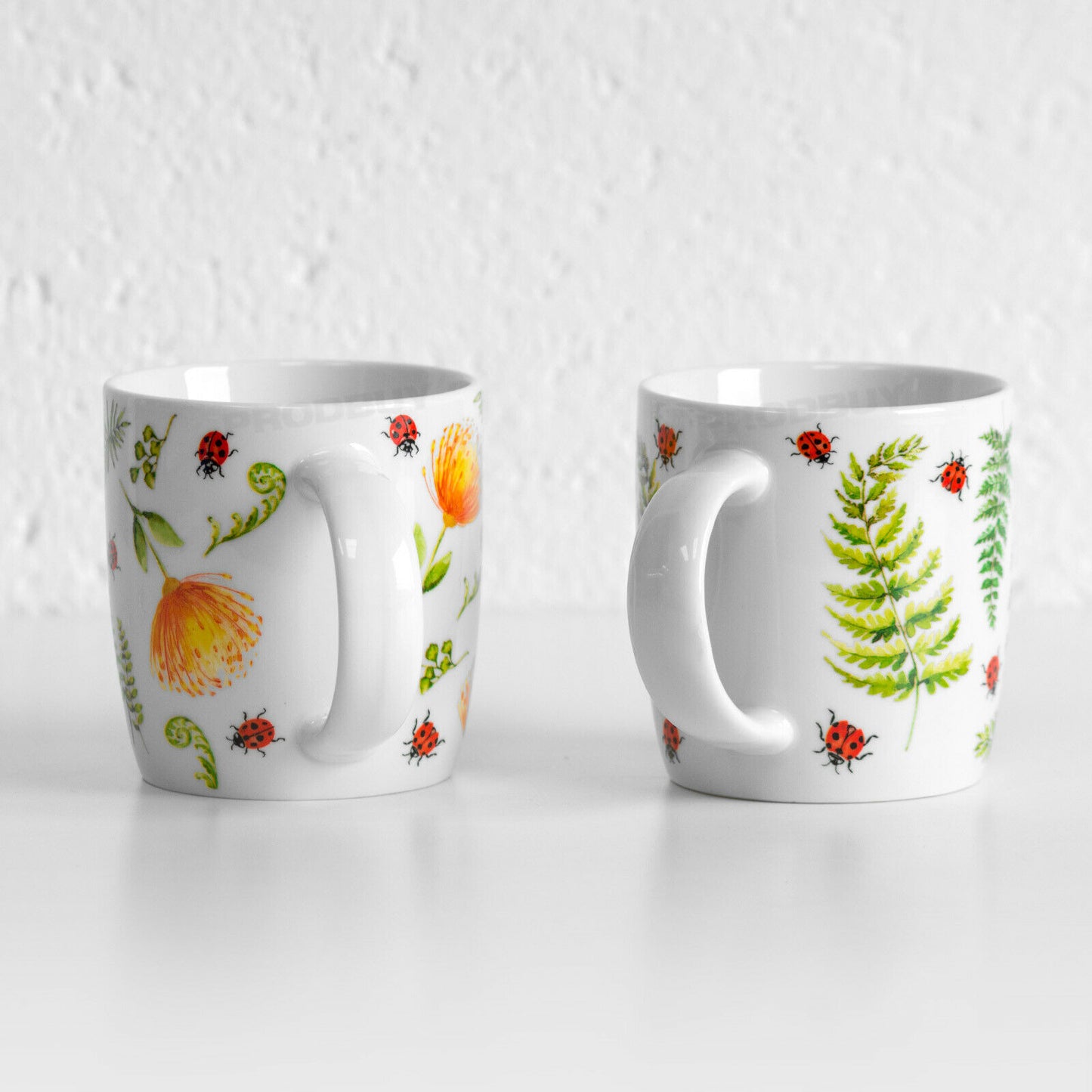 Set of 2 Floral Ladybird Coffee Mugs