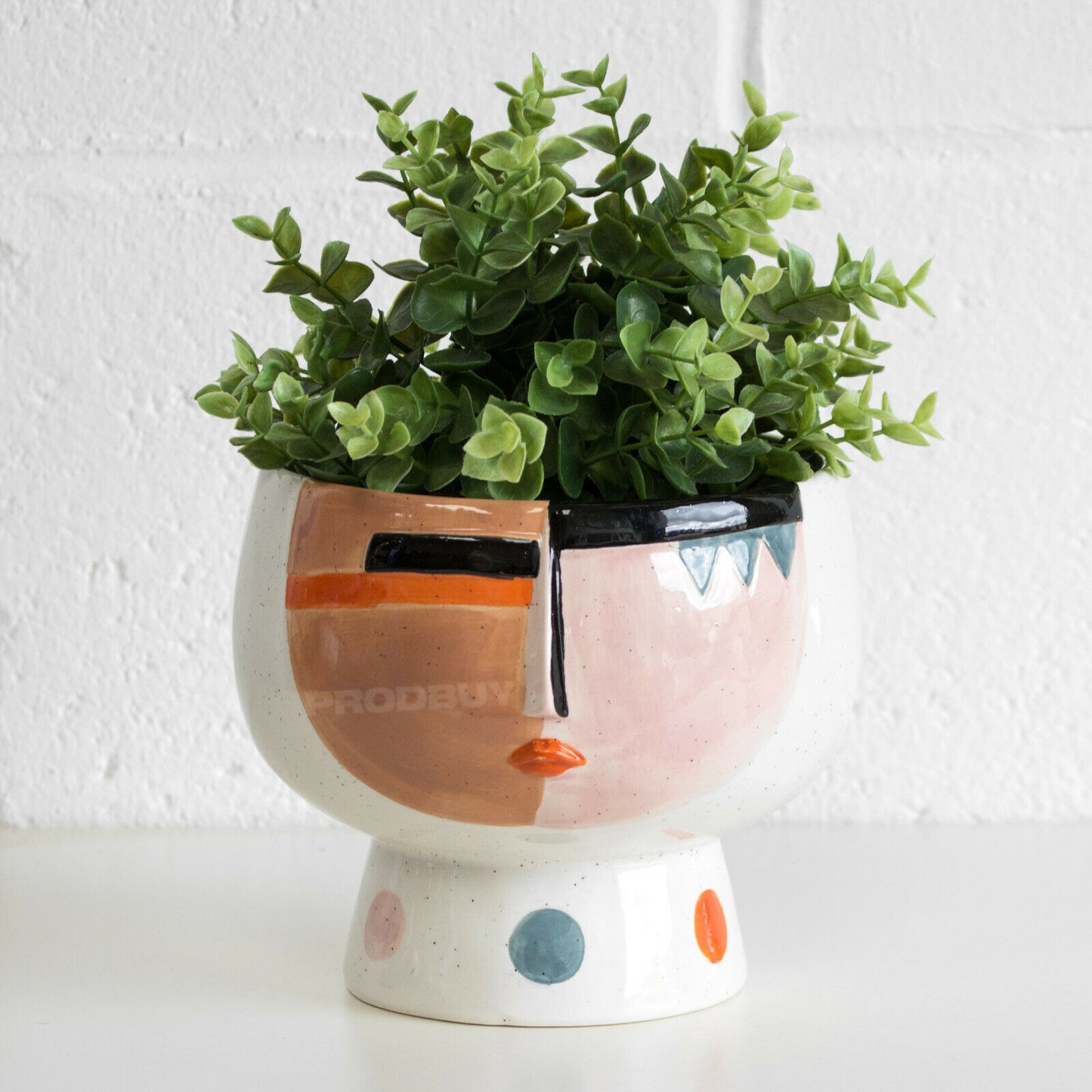 Abstract Face Ceramic Planter Flower Bowl Plant Pot