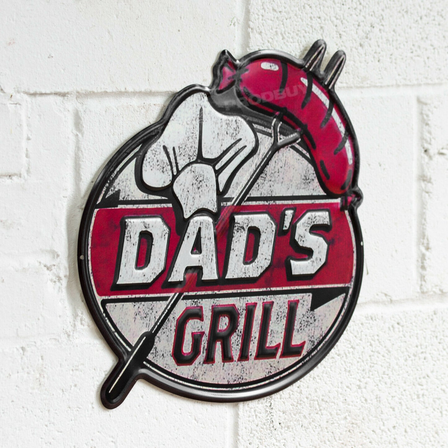 'Dad's Grill' Large 38cm Metal Wall Sign