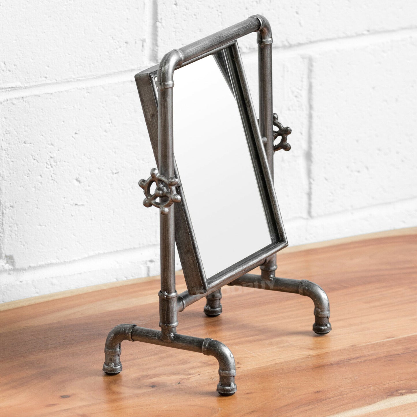 Steampunk Table Mirror Adjustable Tilting 38cm Pipe Design