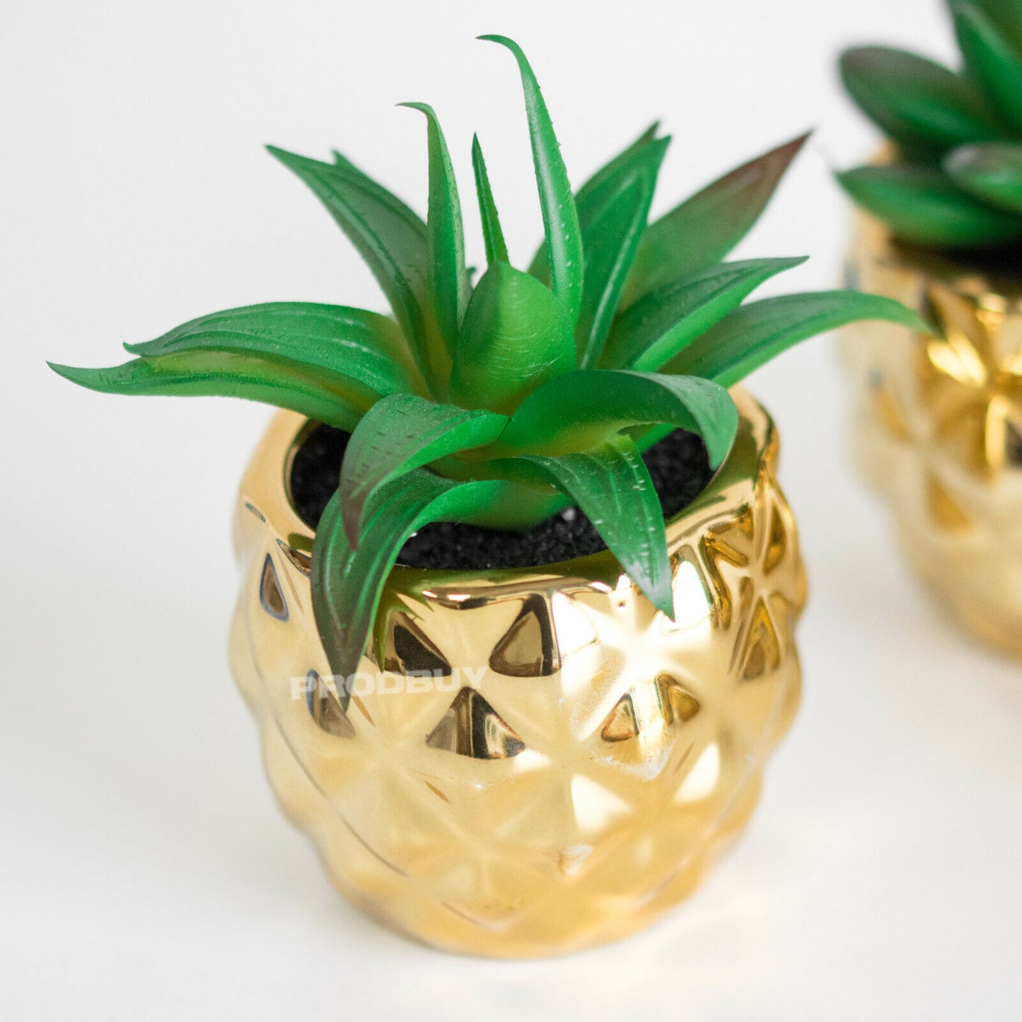 Set of 4 Artificial Succulents In Gold Pots