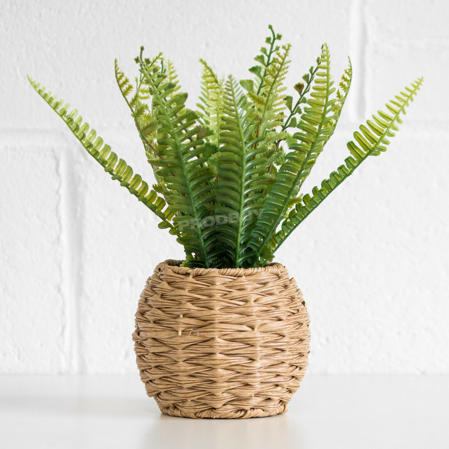 Artificial Green Fern In Wicker Pot 30cm