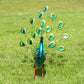 Large 56cm Green Metal Peacock Garden Ornament