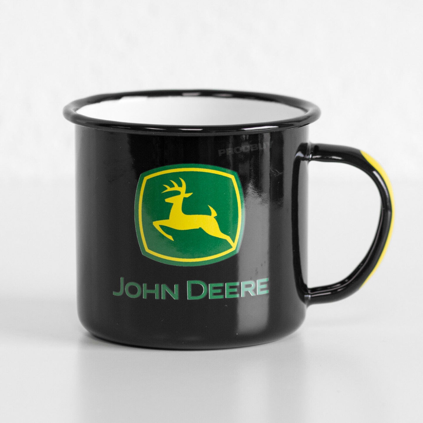 John Deere Black Enamel Mug