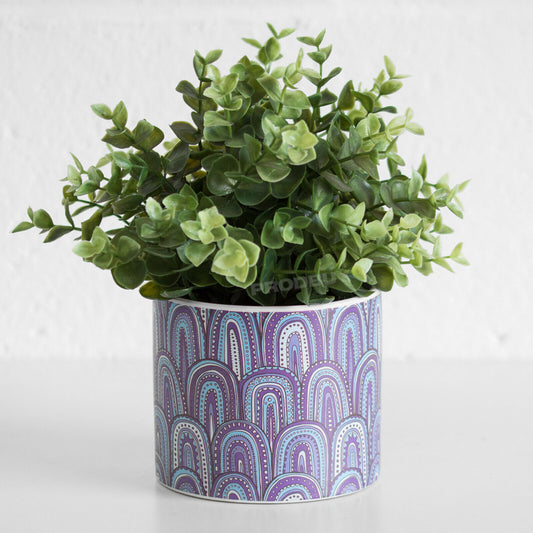 Blue Geometric Small 12cm Ceramic Plant Pot