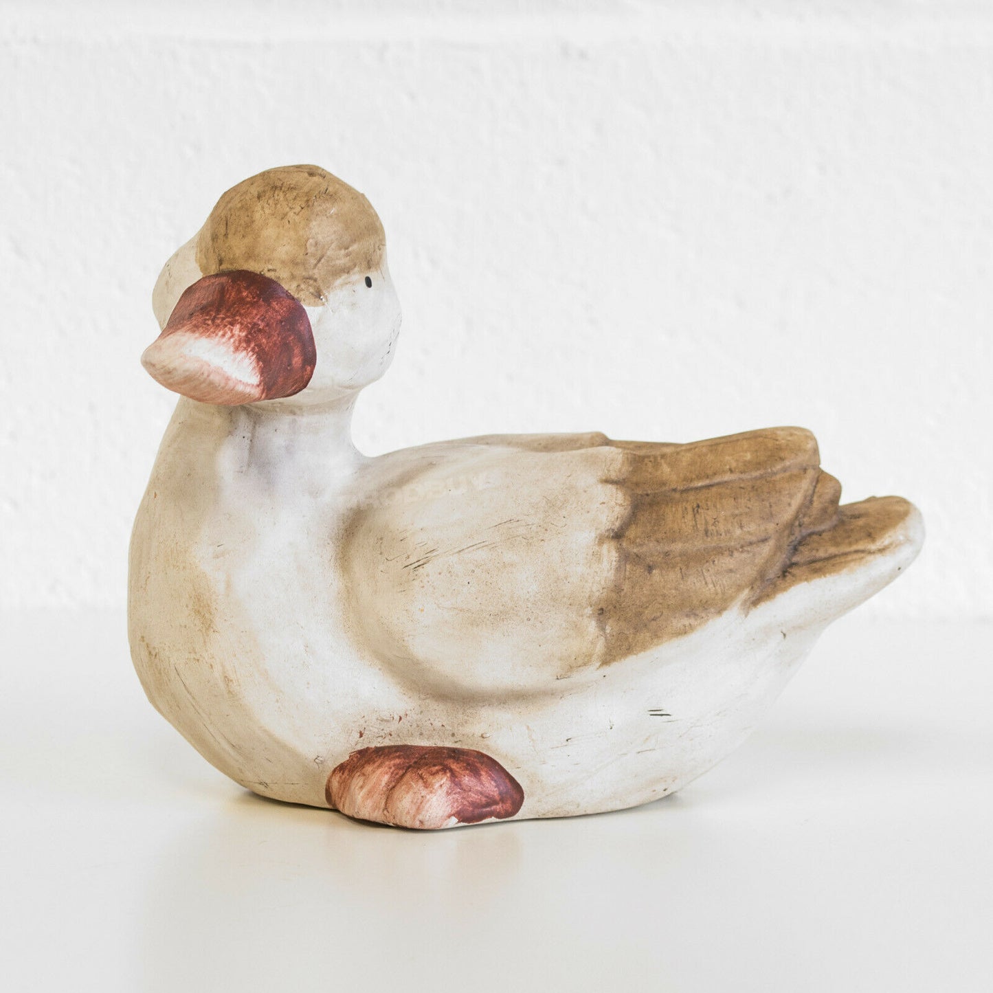 Cute Duck Ornament Brown & White Ceramic 20cm