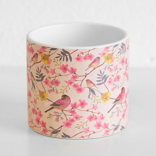 Cherry Blossom Floral Ceramic Indoor Medium 13cm Round Plant Pot