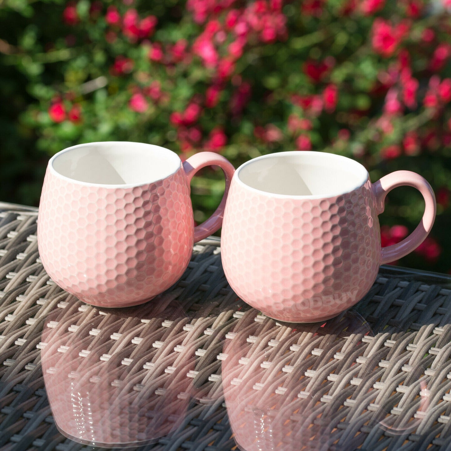 Set of 2 Mason Cash Pink Embossed Mugs 370ml