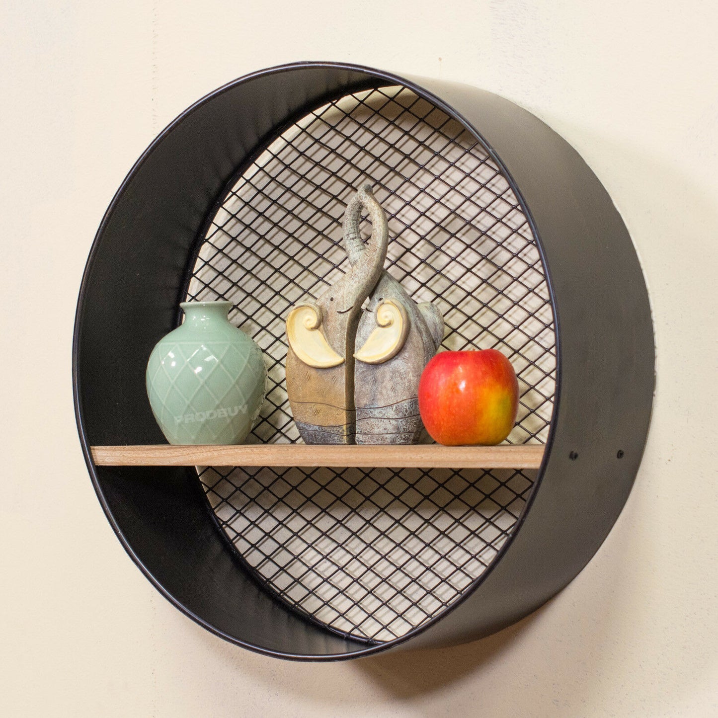 Round Black Wall Industrial Floating Shelf Unit