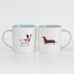 Set 2 White & Blue Dog Coffee Mugs