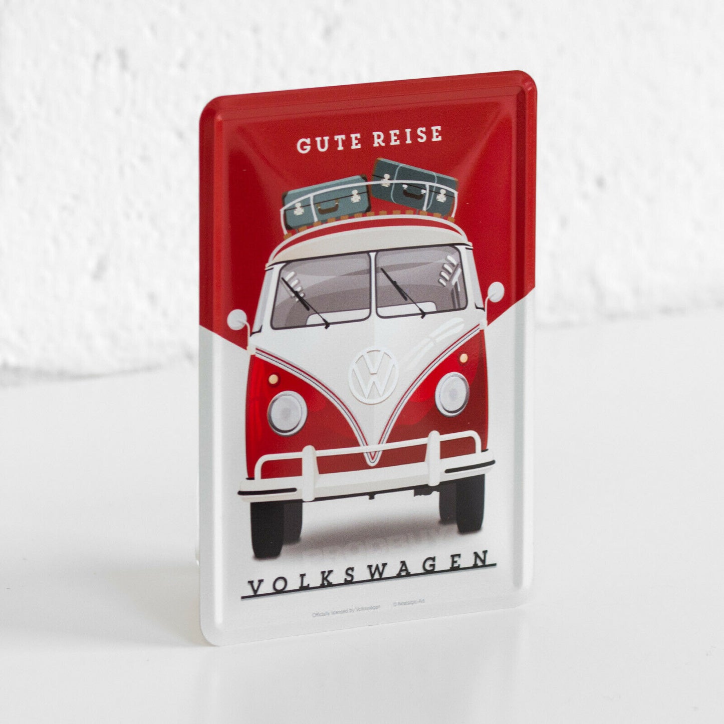 Small Retro Red Camper Van Metal Wall Sign