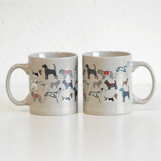 Set of 2  "My Dog Thinks I'm Awesome" Stoneware Coffee Mugs