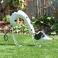 White & Black Sniffer Dog Metal Nodding Garden Ornament